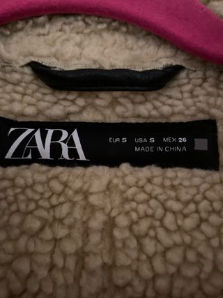 Cazadora Zara Piel Marrón y Beige