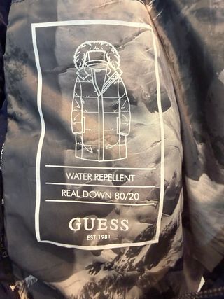 Abrigo Guess niño azul plumas impermeable