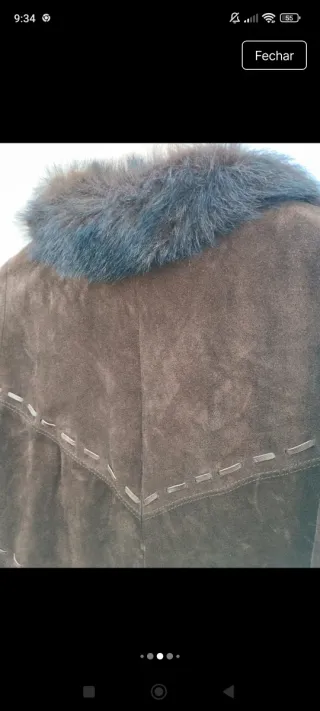 Casaco pele castanho chocolate com pelo