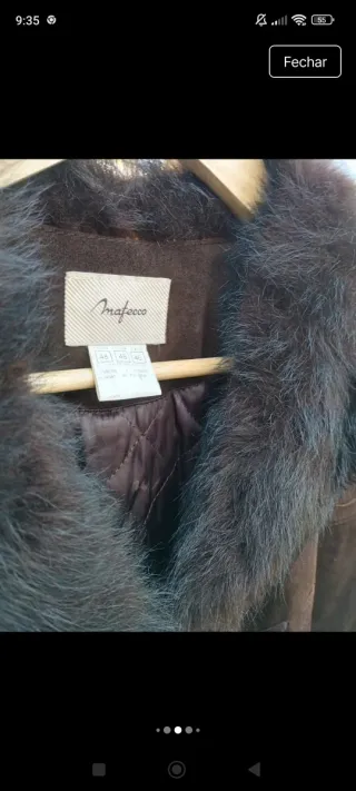 Casaco pele castanho chocolate com pelo