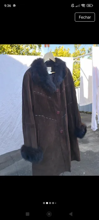 Casaco pele castanho chocolate com pelo