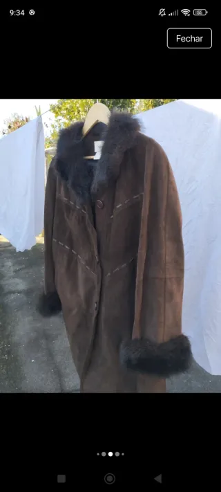 Casaco pele castanho chocolate com pelo