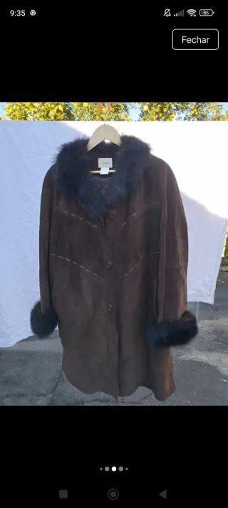 Casaco pele castanho chocolate com pelo