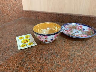 Taza y plato de porcelana fina china