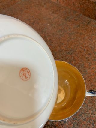 Taza y plato de porcelana fina china