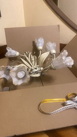 Plafoniera floreale oro e trasparente