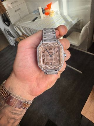 Cartier Santos 25ct Oro Rosa Diamantes