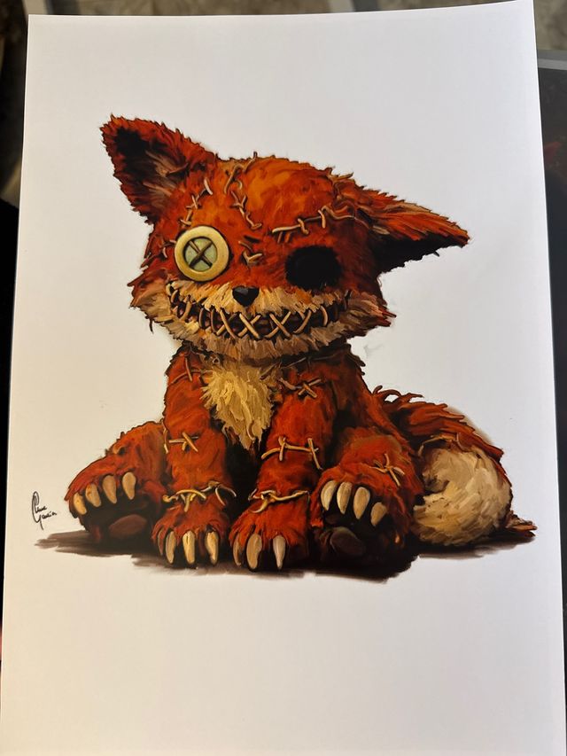 Ilustración zorrito creepy