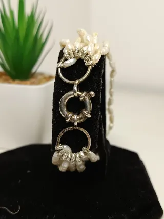Pulsera Perlas Agua Dulce y Plata 925/ 17cm