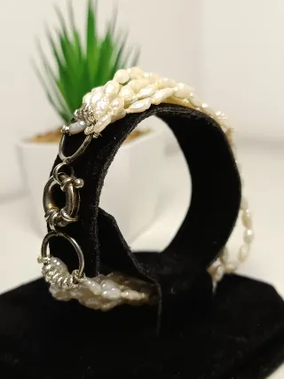 Pulsera Perlas Agua Dulce y Plata 925/ 17cm