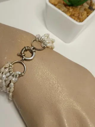 Pulsera Perlas Agua Dulce y Plata 925/ 17cm
