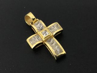 crucifijo oro 18k con piedra con circonita