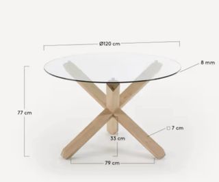 Mesa redonda cristal y madera