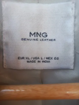 Cazadora Piel Beige Mango Talla L.