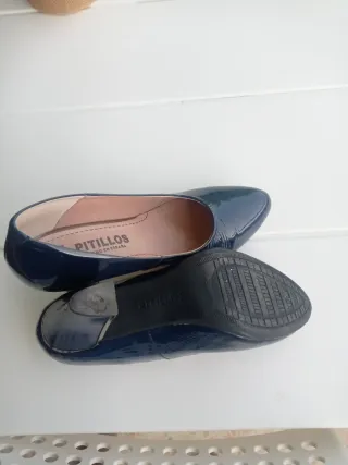 Zapatos Pitillos Talla 38 Azul Charol