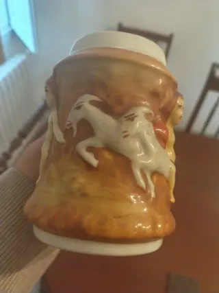Juego de cerveza de porcelana // Jarra y 6 vasos