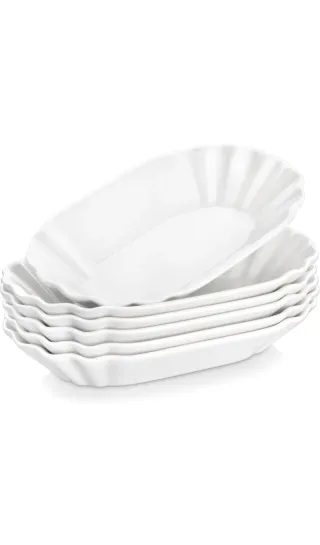 MALACASA Juego 6 Cuencos Ovalados Porcelana