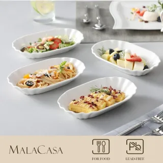 MALACASA Juego 6 Cuencos Ovalados Porcelana