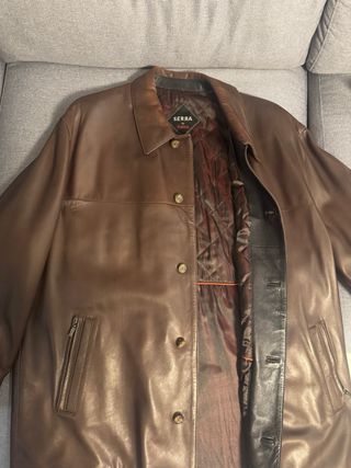 Chaqueta de piel marrón para hombre