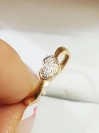 Anillo Corazón de oro 18k y diamantes. Talla 54