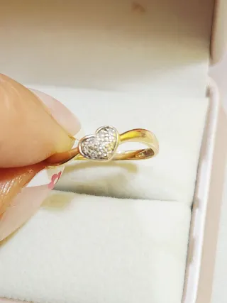 Anillo Corazón de oro 18k y diamantes. Talla 54
