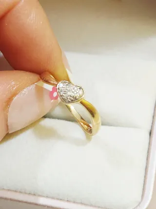 Anillo Corazón de oro 18k y diamantes. Talla 54