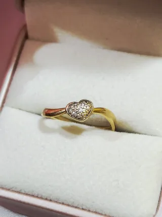 Anillo Corazón de oro 18k y diamantes. Talla 54