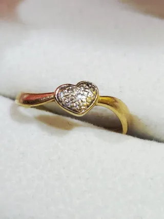 Anillo Corazón de oro 18k y diamantes. Talla 54