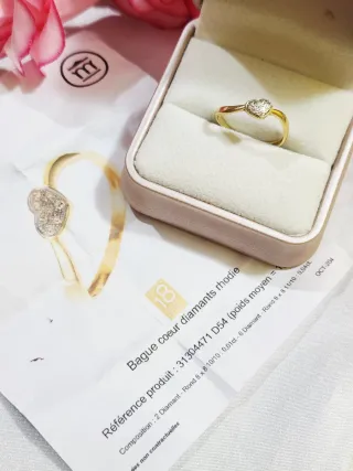 Anillo Corazón de oro 18k y diamantes. Talla 54