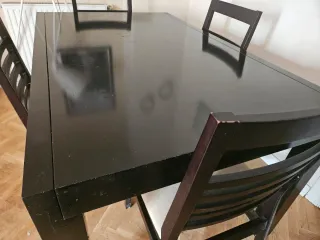 Mesa extensible de comedor maciza color wengue