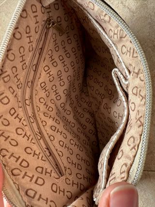 Cartera / Neceser de mano dorado y blanco