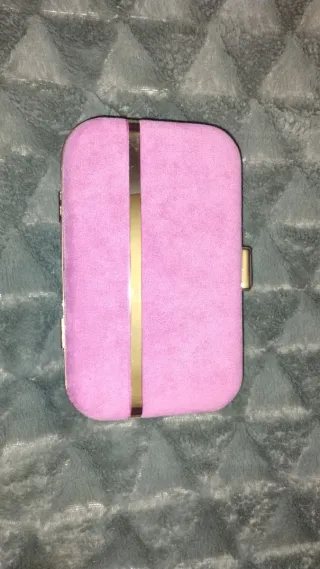 Bolso fiesta clutch rosa y dorado