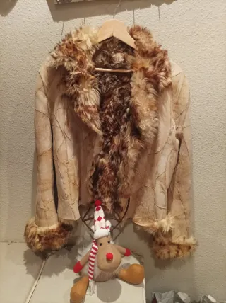 Chaqueta Piel y Ante Mujer Beige/Marrón