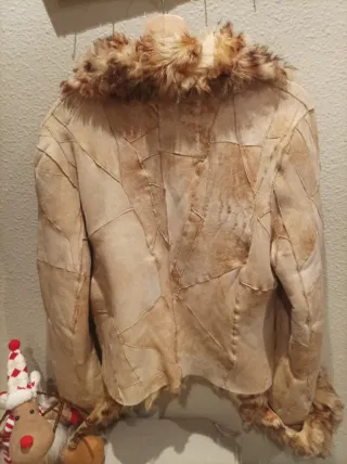 Chaqueta Piel y Ante Mujer Beige/Marrón