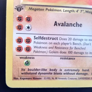 Carta Pokémon Golem 1ª edición