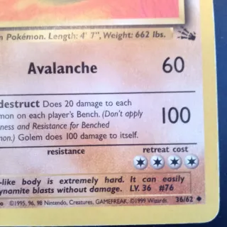 Carta Pokémon Golem 1ª edición