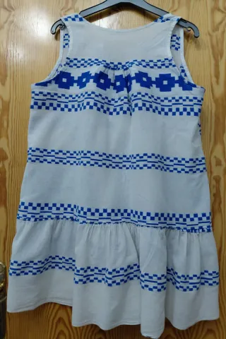 Túnica/Mini Vestido XL Estampado Azul y Blanco