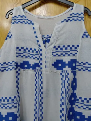 Túnica/Mini Vestido XL Estampado Azul y Blanco