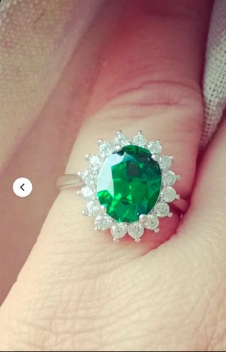 Anillo Esmeralda natural Ovalada plata 925