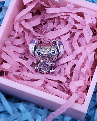 Charm pulsera Pandora Angel Corazón de piedra Rosa