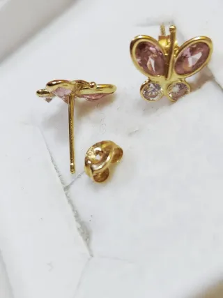 Pendientes Mariposa Oro 18k Cristales Rosas