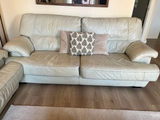 Sofá de piel 3+2 plazas beige