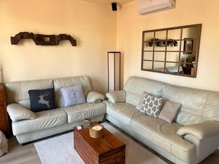 Sofá de piel 3+2 plazas beige