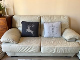 Sofá de piel 3+2 plazas beige