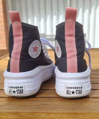 Converse All Star Botas Negras Rosas