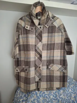 Chaqueta lana manga codo cuadros