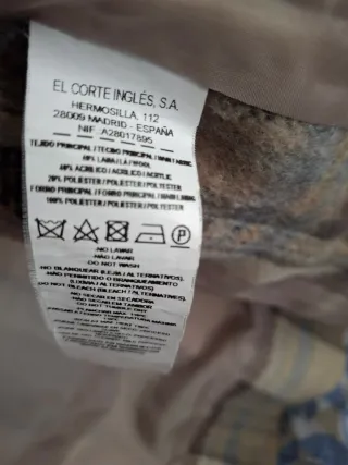 Chaqueta lana manga codo cuadros