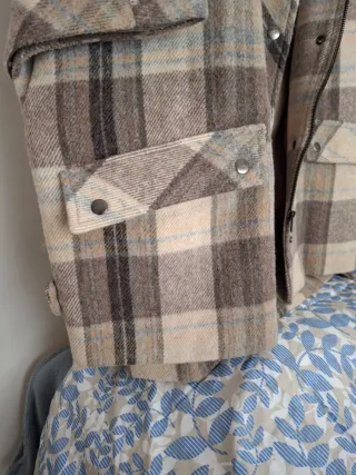 Chaqueta lana manga codo cuadros