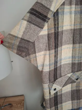 Chaqueta lana manga codo cuadros