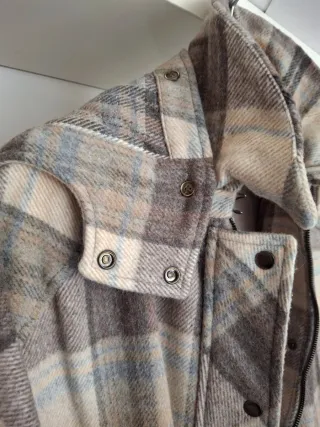 Chaqueta lana manga codo cuadros